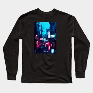 Tokyo Street Neon Synthwave Long Sleeve T-Shirt